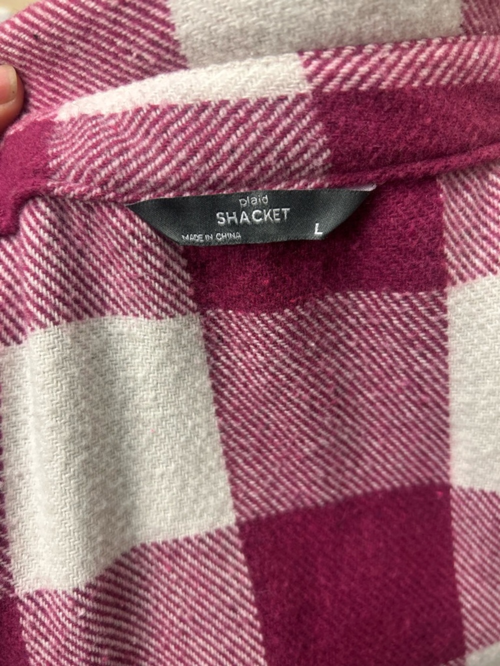 Plaid Pea Coat shacket Jacket in Pink & White Size L Perfect Condition - Picture 7 of 8